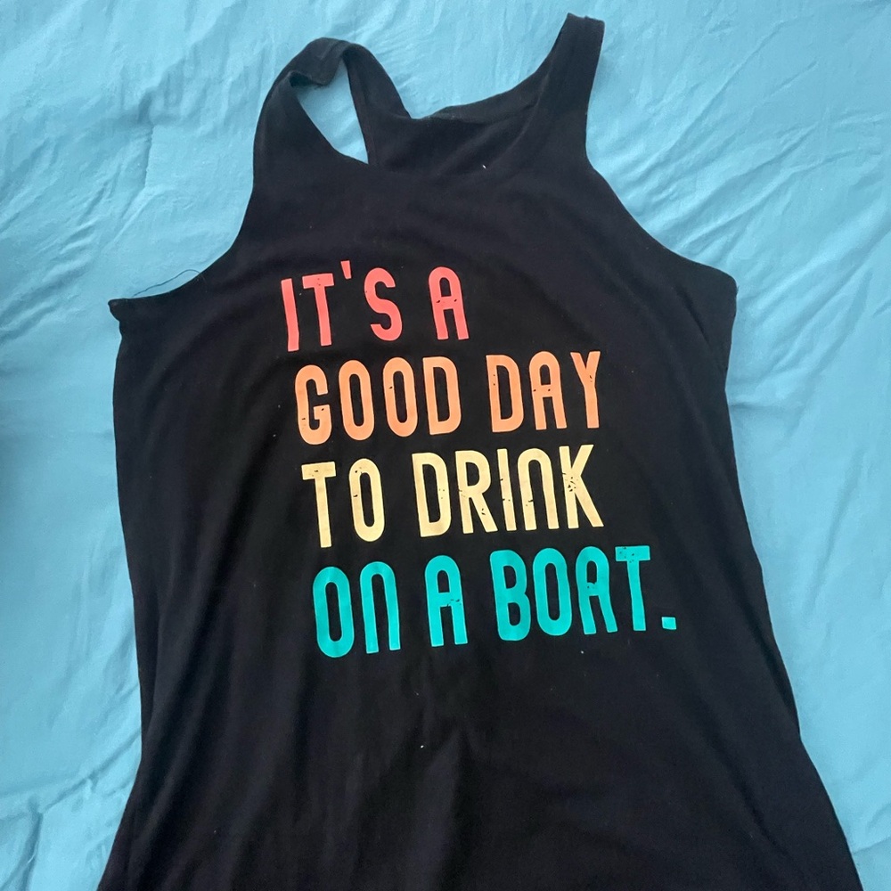 Black Women’s Graphic Tank Top - 'It's A Good Day to Drink on a Boat'